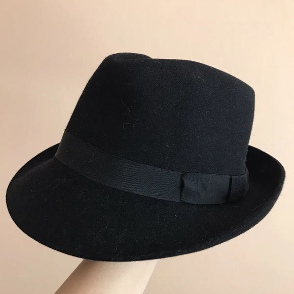 Womens Felt Fedora Black Hat Wool 100% - Picture 1 of 8